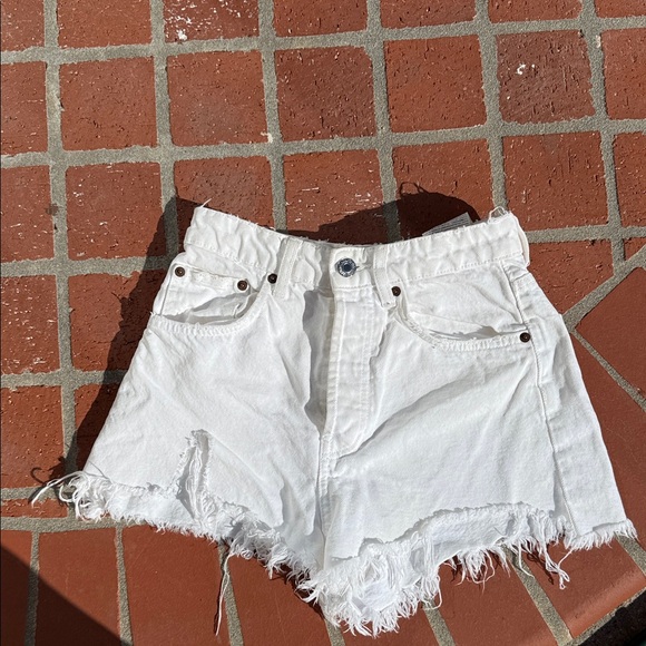 Zara Pants - Zara White Frayed Jean Shorts